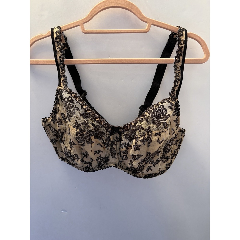 PrimaDonna Couture Full Cup Bra 36F Cream Black Lace Underwire Belgian Luxury